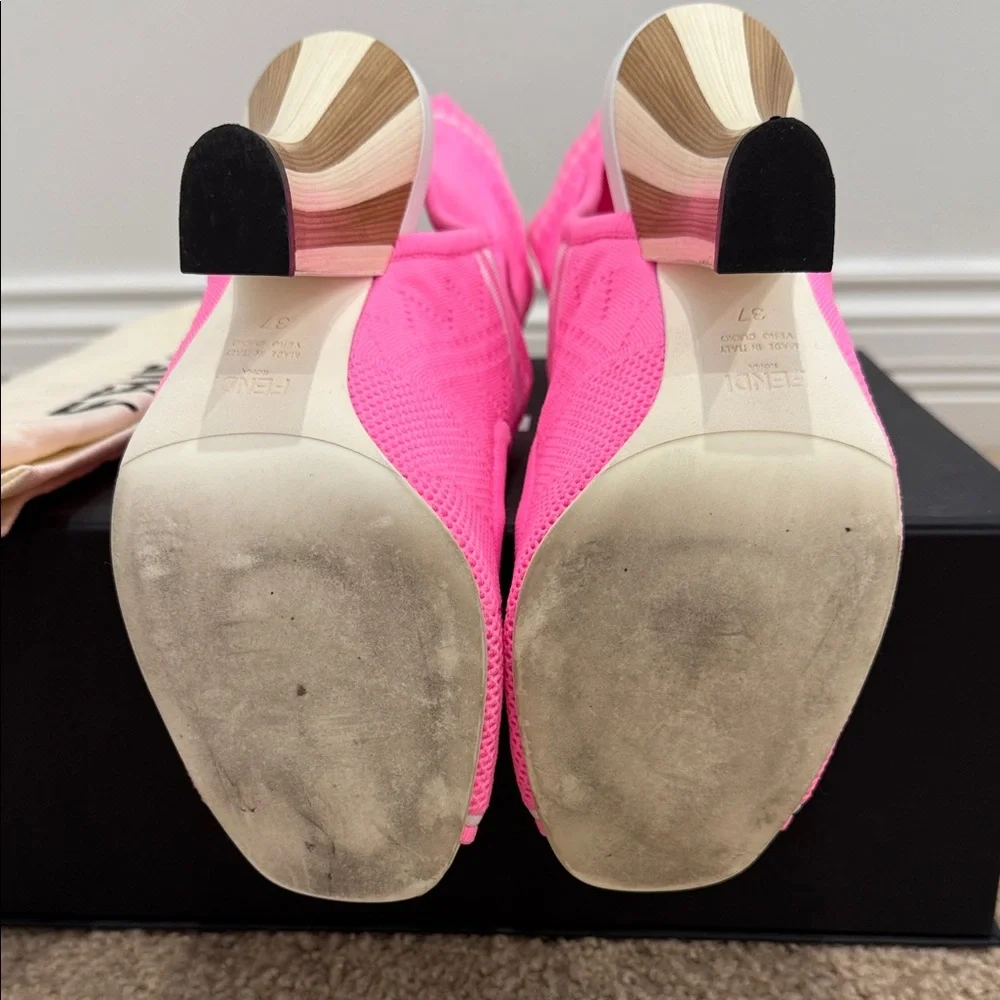 Fendi Pink Mesh Sock Heels – Size 37 – Worn Once